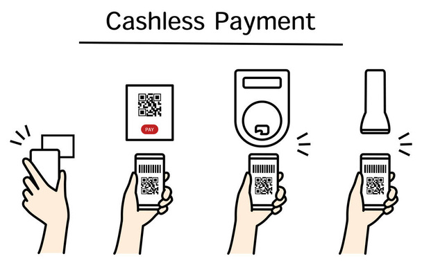 Készpénz nélküli, Online fizetések, Online és készpénz nélküli fizetések az okostelefonnal - Vektor, kép