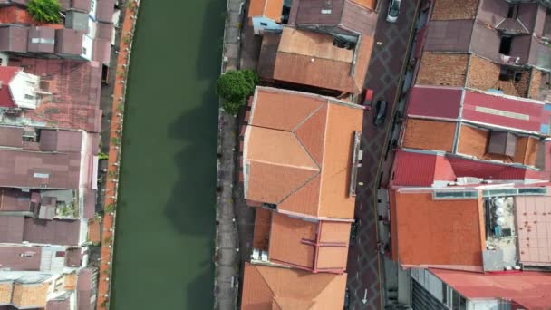 Malacca, Malaysia - October 16, 2022: Aerial View of the Malacca River Cruise - Footage, Video