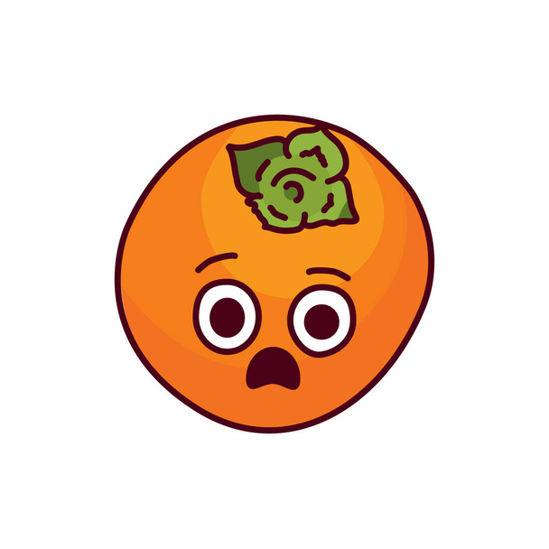 Surprised persimmon color line icon. Mascot of emotions. Pictogram for web page, mobile app, promo. - Vector, Image