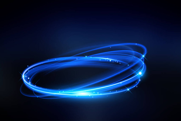 Schöne bunte Lichteffekte von Neonlicht und Blitz. Hintergrund mit fliegendem Design elements.blue Hintergrund - Foto, Bild