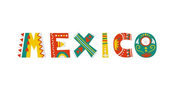 Colorido mexico palabra letras sobre fondo blanco vector ilustración - Vector, Imagen
