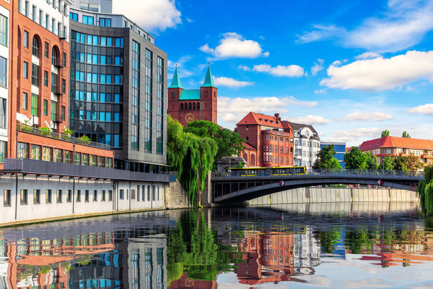 Beautiful classic architecture of the central Berlin by the bridge over Spree, Germany. - Φωτογραφία, εικόνα
