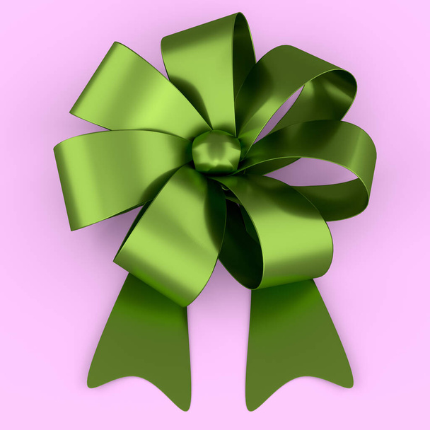 Realistic decorative bow or gift ribbon for gift box isolated on pink background. 3d render for presentation, valentine's day, christmas and birthday illustrations. - Φωτογραφία, εικόνα