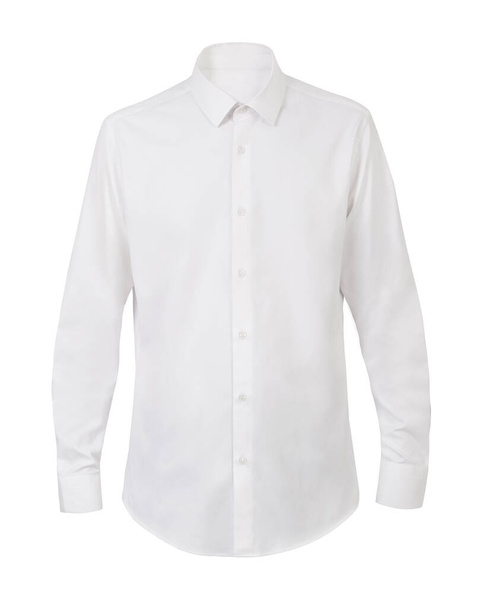 λευκό πουκάμισο φόρεμα με μακρύ μανίκι σε λευκό φόντο mockup - Φωτογραφία, εικόνα