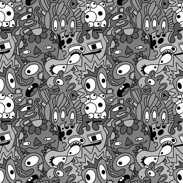 Cartoon seamless monster alien pattern for kids clothes print and wrapping paper and fabrics and linens and packaging and accessories and kindergarten. High quality illustration - Foto, imagen