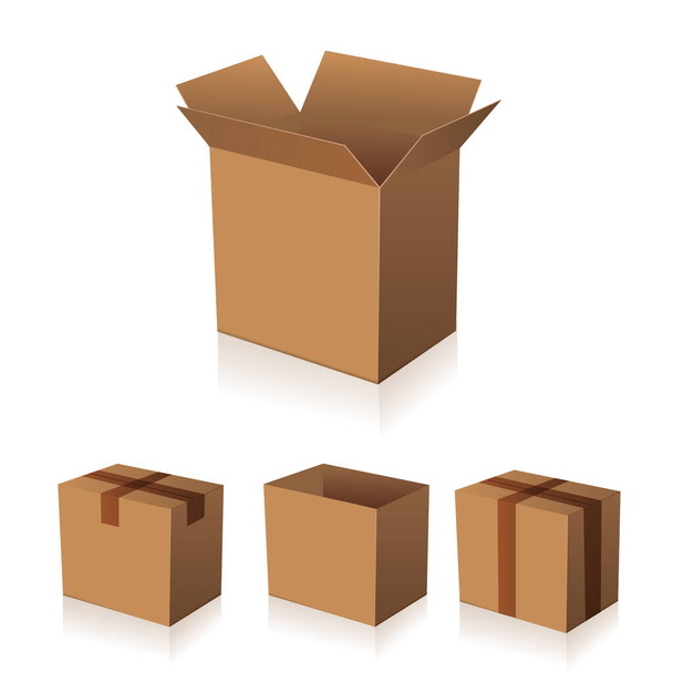Paper brown box packaging vector - Vector, Imagen