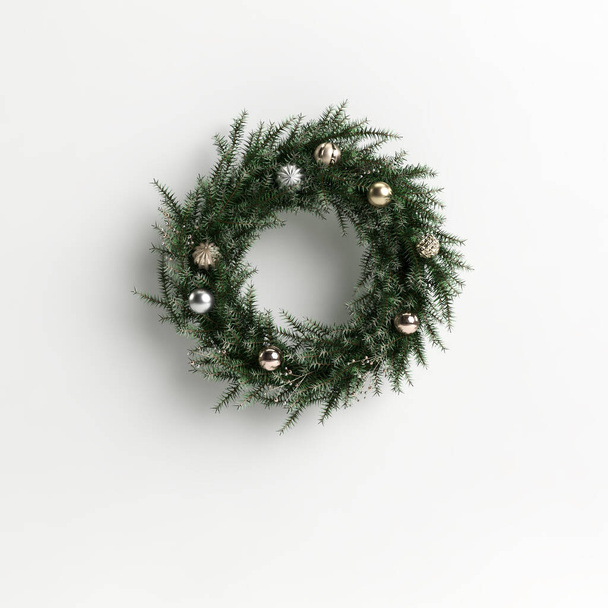 Illustration 3D de bague de Noël isolée sur fond blanc - Photo, image