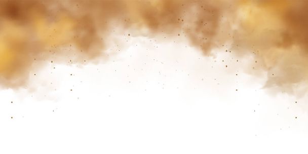 Realistic dust clouds isolated on white background. Sand storm with dirt particles, polluted dirty brown air, smog. Vector illustration. - Vektör, Görsel