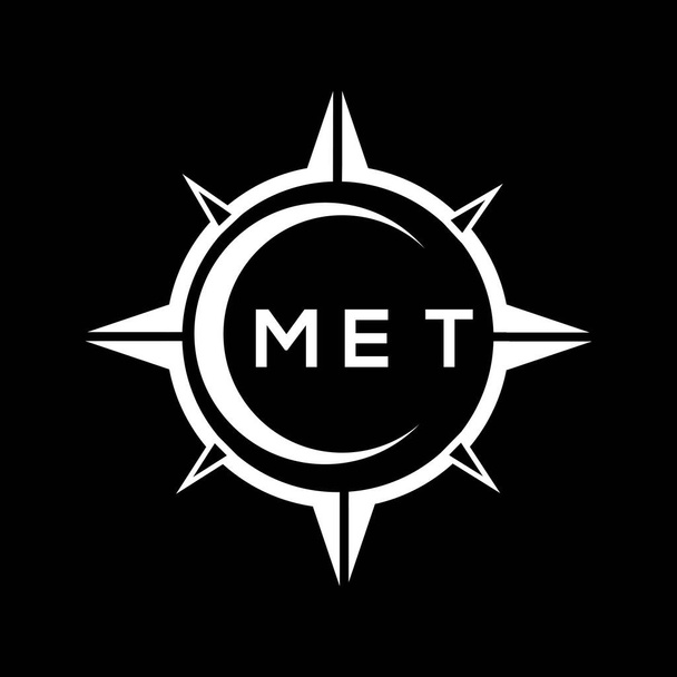 MET абстрактний дизайн логотипу монограми щита на чорному тлі. MET креативні ініціали логотип літери
. - Вектор, зображення