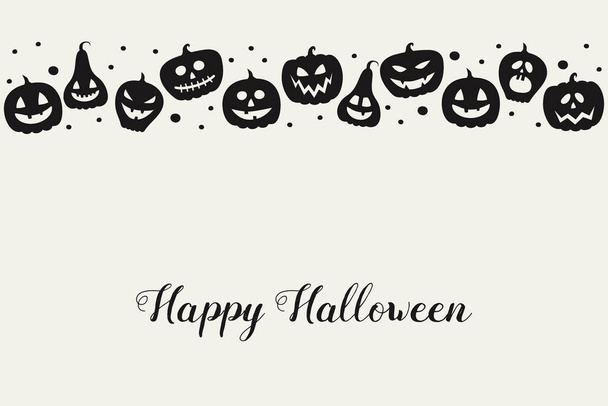Design of Halloween greeting card with funny pumpkin lanterns. Vector - Vektor, kép