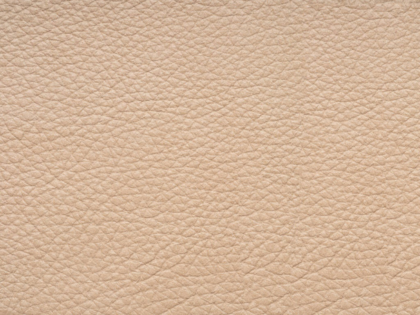 Texture of genuine leather is a light beige tone. Background backdrop textured effect for design, furniture, clothing. Faux eco leather piece of faux leather. Background with copy space, top view. - Photo, Image