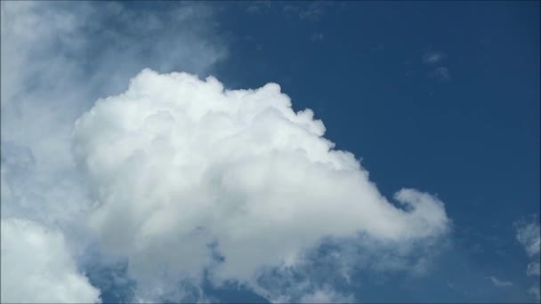 Хмари пухнастого білого кумулуса плавають на яскравих блакитних кадрах часу - Кадри, відео
