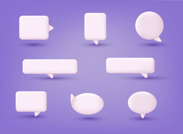 Set of 3d speak bubble. Chatting box, message box. 3D Web Vector Illustrations. - Vektori, kuva