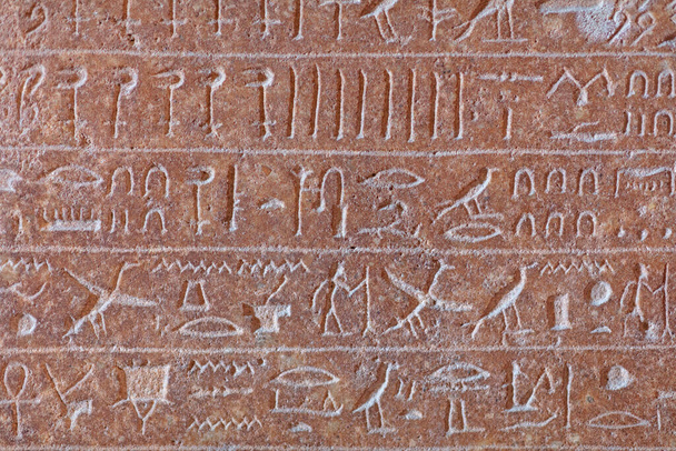 Des hiéroglyphes égyptiens sur le mur. Hiéroglyphes égyptiens anciens gros plan. - Photo, image