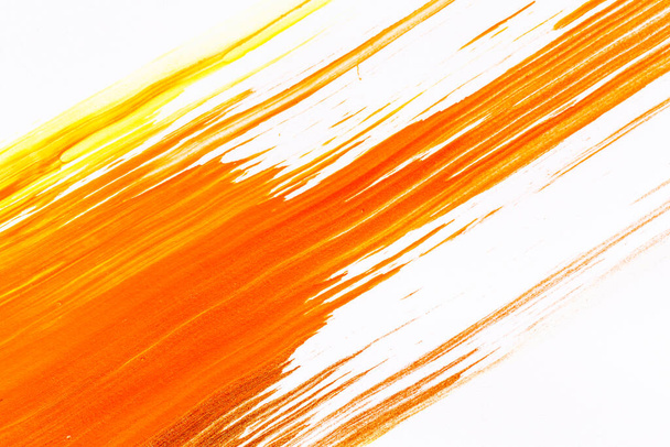 acrylic orange red yellow brown paint texture background hand made brush on paper - Photo, Image