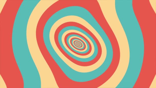 Kleurrijke retro jaren zeventig kromgetrokken cirkels patroon achtergrond met zachtjes bewegende cirkels in warme vintage kleur tinten. Deze eenvoudige beweging achtergrond animatie is full HD en een naadloze lus. - Video