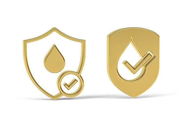 Golden 3d waterproof icon isolated on white background - 3d render - Photo, Image