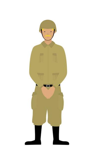 Senior Male Soldier Pose, čekající, čekající vepředu s rukama u sebe - Vektor, obrázek