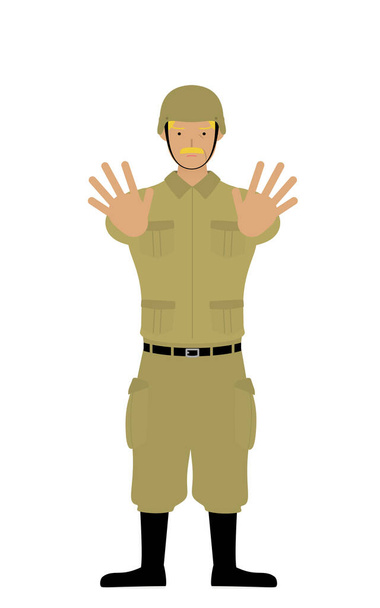 Senior Male Soldier Pose, Stop! Dej ruce před sebe.. - Vektor, obrázek