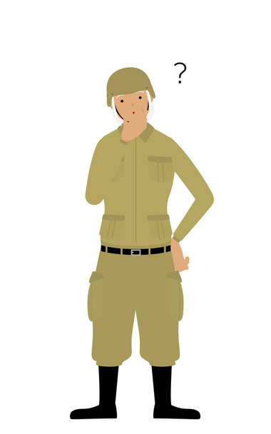 Senior Female Soldier Pose, Have doubts - Vector, Image