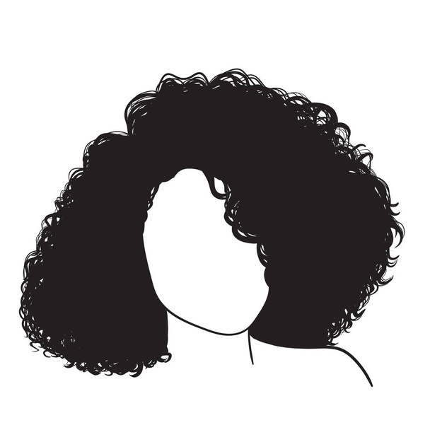 Curly comprimento do ombro cabelo menina avatar vetor isolado - Vetor, Imagem