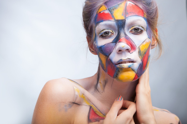 Vrouw met gezicht kunst - Foto, afbeelding