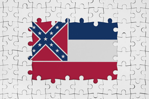 Mississippi nový stát vlajky USA v rámci bílých puzzle kousky s chybějící centrální části - Fotografie, Obrázek
