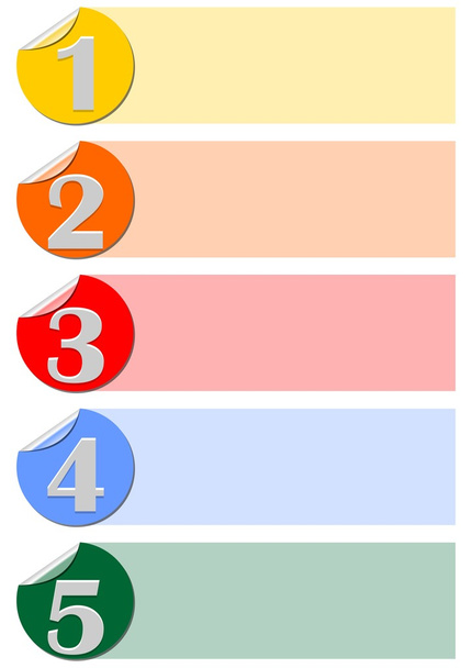 Plantilla infográfica de cinco pasos diseñada con etiquetas de círculo
 - Vector, Imagen