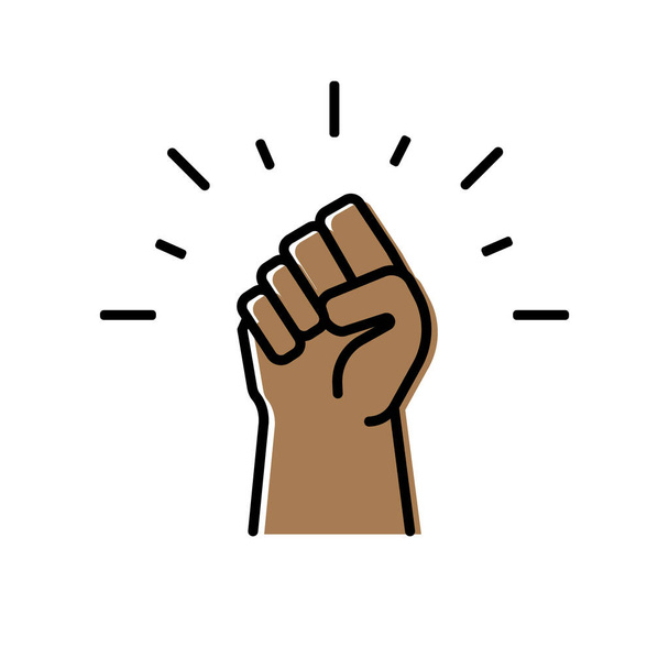 Il nero ha sollevato le icone simbolo di protesta pugno. Mani serrate simbolo di potere. Il nero vive una protesta importante. Illustrazione vettoriale - Vettoriali, immagini