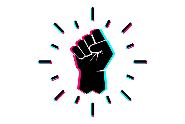Il nero ha sollevato le icone simbolo di protesta pugno. Mani serrate simbolo di potere. Il nero vive una protesta importante. Illustrazione vettoriale - Vettoriali, immagini