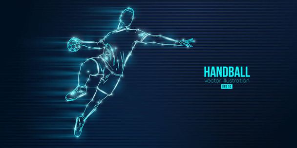 Abstrakte Silhouette eines Handballers auf blauem Hintergrund. Handballer werfen sich den Ball zu. Vektorillustration - Vektor, Bild