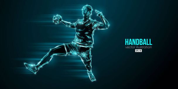 Abstract silhouette of a handball player on blue background. Handball player man are throws the ball. Vector illustration - Vector, Image
