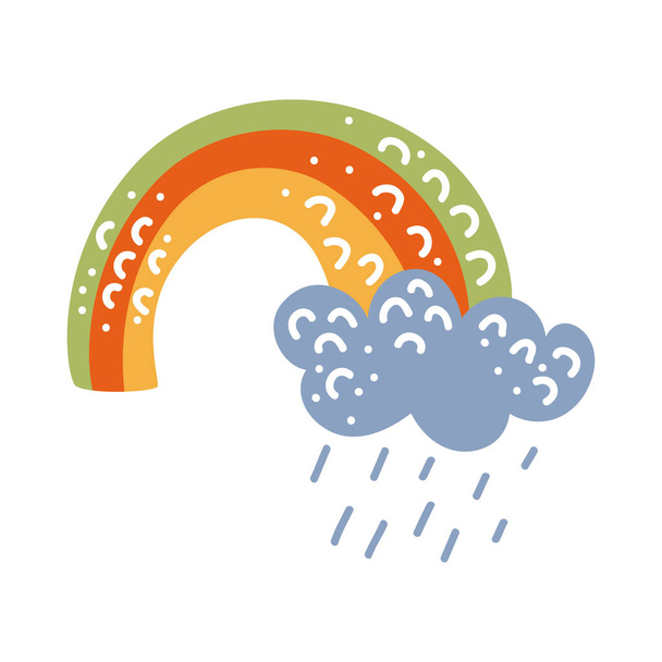 ουράνιο τόξο και σύννεφο βροχερό εικονίδιο - Διάνυσμα, εικόνα