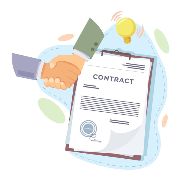 Contrat et poignée de main d'affaires - Vecteur, image