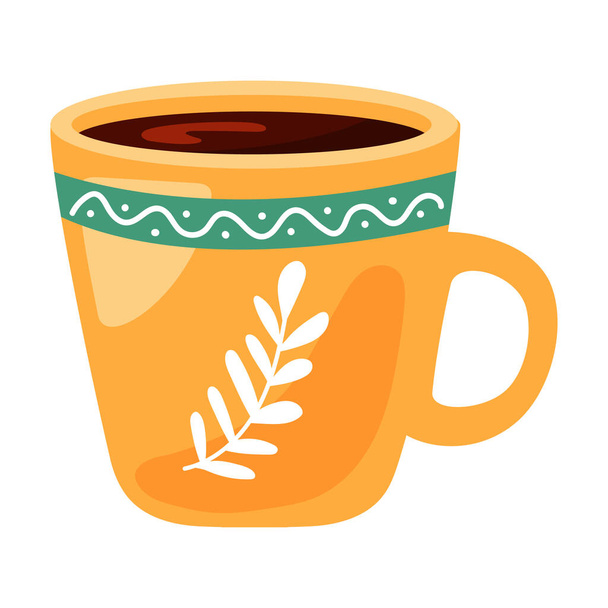 cocoa in yellow mug icon - Vector, Imagen