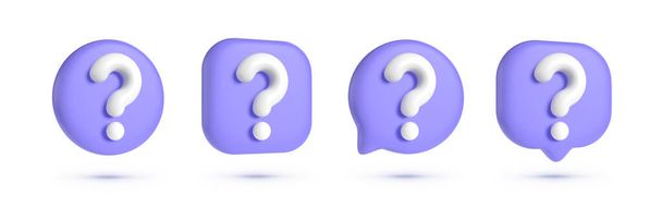 Question mark 3d vector icon. Set of 3d Speech bubble with question mark icon. FAQ, support, help concept. Vector illustration. - Διάνυσμα, εικόνα