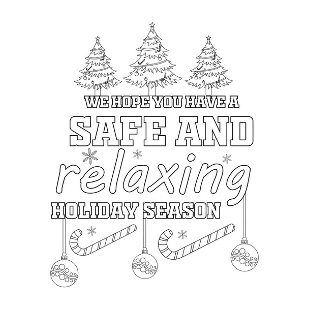Merry Christmas Coloring page. Christmas line art coloring page design for kids. - Vetor, Imagem