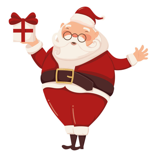 Άγιος Βασίλης με χριστουγεννιάτικο χαρακτήρα δώρο - Διάνυσμα, εικόνα