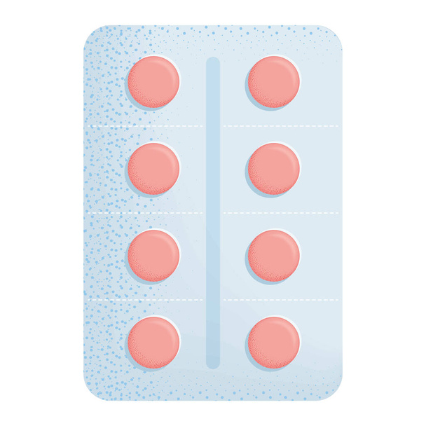 red pills in push blister icon - Vektor, Bild