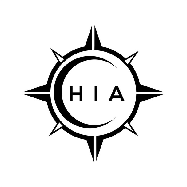 HIA soyut teknoloji çemberi logo tasarımını beyaz arka plana ayarlıyor. HIA yaratıcı harfler harfi logosu. - Vektör, Görsel