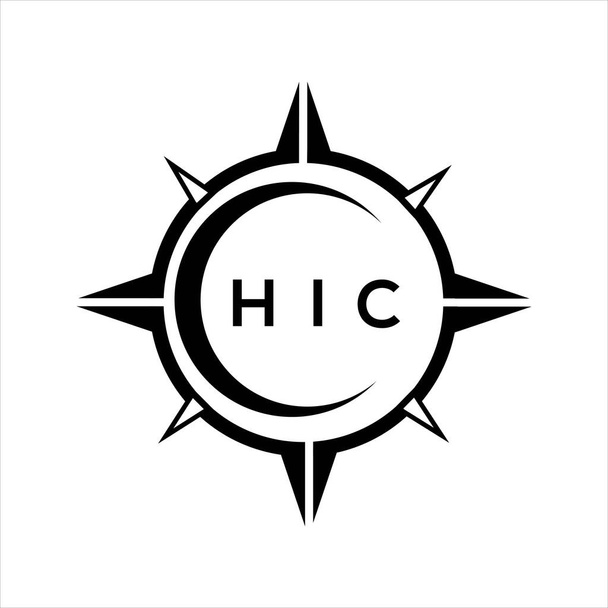 HIC αφηρημένη τεχνολογία κύκλος ρύθμιση λογότυπο σχεδιασμό σε λευκό φόντο. Λογότυπος γραμμάτων δημιουργικών αρχικών HIC. - Διάνυσμα, εικόνα