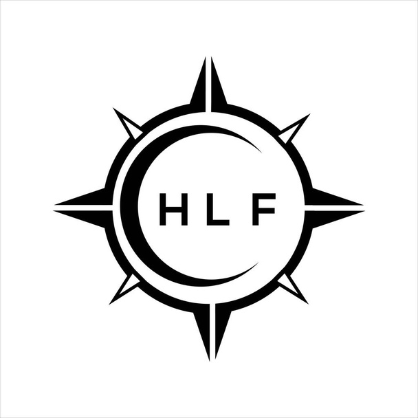 WebHLF αφηρημένη τεχνολογία κύκλος ρύθμιση λογότυπο σχεδιασμό σε λευκό φόντο. Λογότυπος επιστολών δημιουργικών αρχικών HLF. - Διάνυσμα, εικόνα