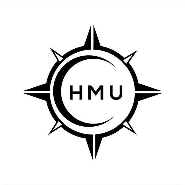Αποσπασμένος κύκλος τεχνολογίας HMU που θέτει το σχέδιο λογότυπων σε άσπρο υπόβαθρο. Λογότυπος γραμμάτων δημιουργικών αρχικών HMU. - Διάνυσμα, εικόνα