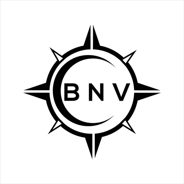 BNV soyut teknoloji çemberi logo tasarımını beyaz arka plana ayarlıyor. BNV yaratıcı harfler harfi logosu. - Vektör, Görsel