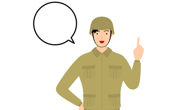 Mužský voják póza, mluvení při ukazování - Vektor, obrázek