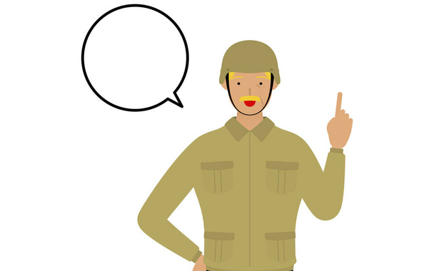 Senior Male Soldier Pose, Talking while pointing - Vector, Image