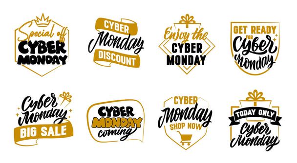The set of logotypes for Cyber Monday. The lettering quotes in a vector illustration .... - Vector, Image