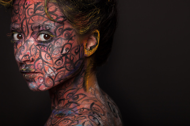 Woman with creative face-art - Fotografie, Obrázek