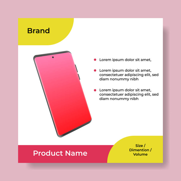 Геометрическая квадратная раскладка баннера в социальных сетях, фоновый дисплей для рекламы и продажи искушают красным цветом. векторный дизайн - Вектор,изображение