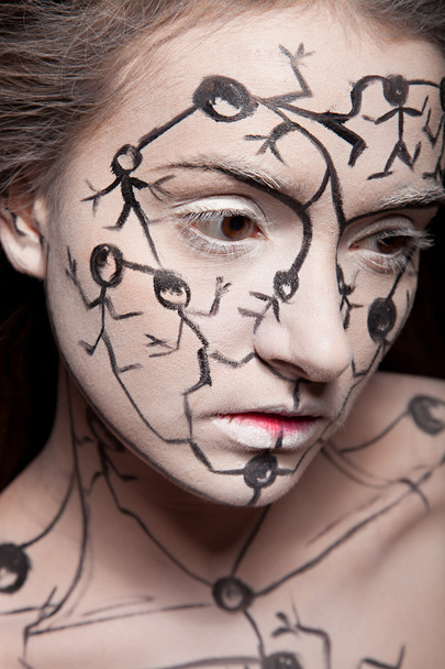 Woman with creative face art - Fotoğraf, Görsel